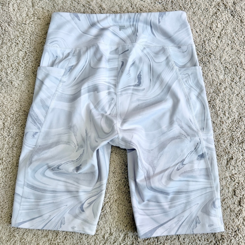 Womens Biker Shorts S Athletic Workout Running Gym Gray White High Rise Bike - Picture 2 of 7